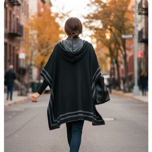 Ralph Lauren Black Hooded Poncho